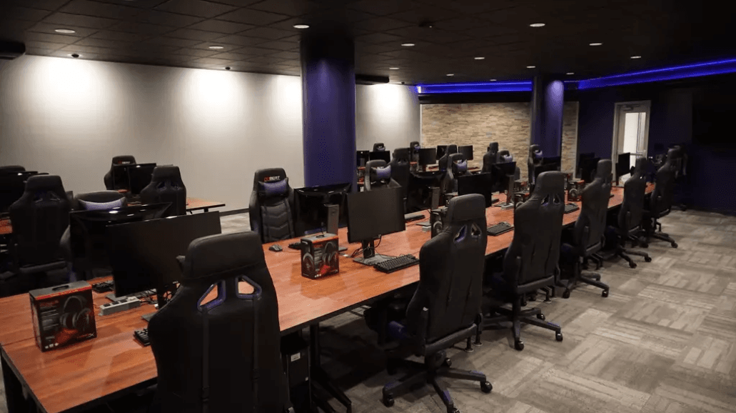 Training area with monitors